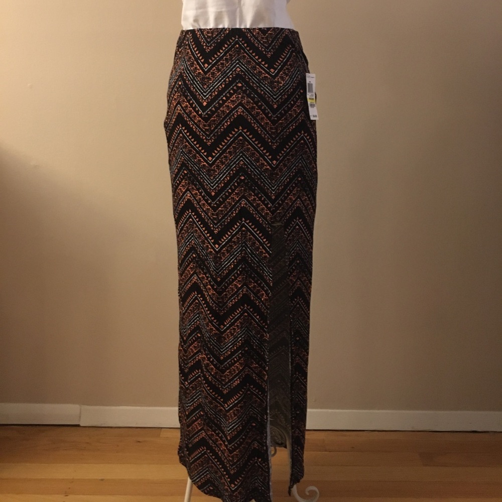 Tribal Print stretch knit maxi skirt